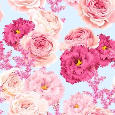 Eustoma ve gül ile Seamless Modeli