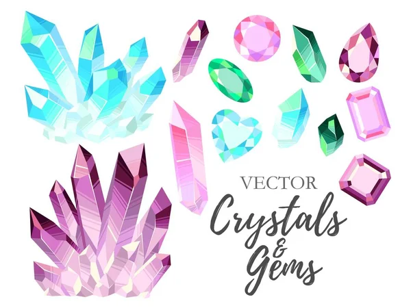 Uppsättning av kristaller och pärlor — Stock vektor
