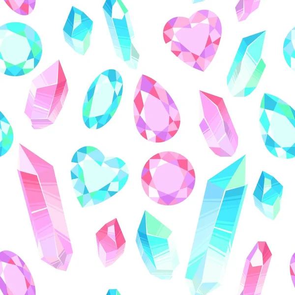 Patrón sin costuras con gemas de cristales — Vector de stock