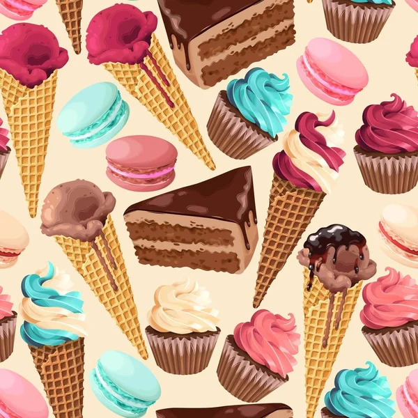 Bezešvé vzory se sladkostmi — Stockový vektor