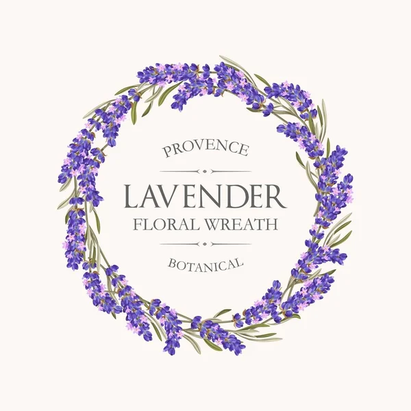 Kaart met lavendel krans — Stockvector