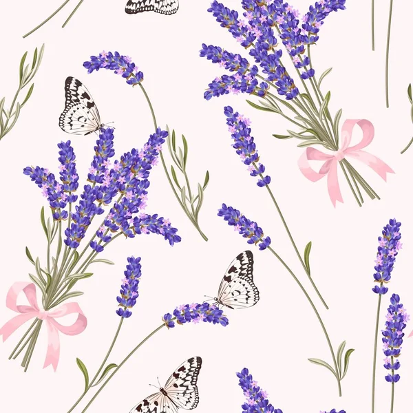 Lavender flowers seamless pattern — Stock Vector