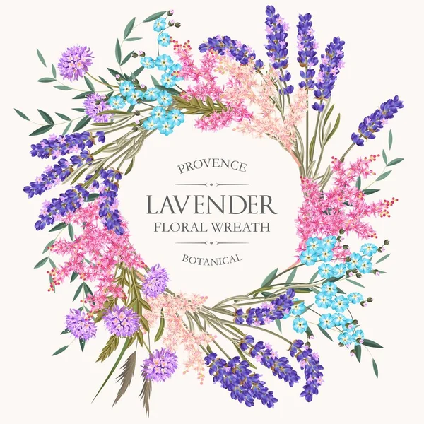 Card with lavender wreath — Stock Vector