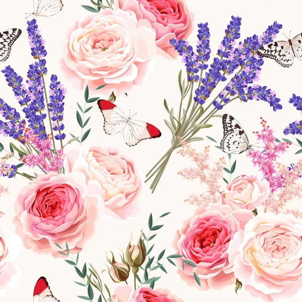 Fleurs de lavande motif sans couture — Image vectorielle