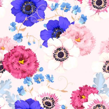 Eustoma ve anemon ile Seamless Modeli