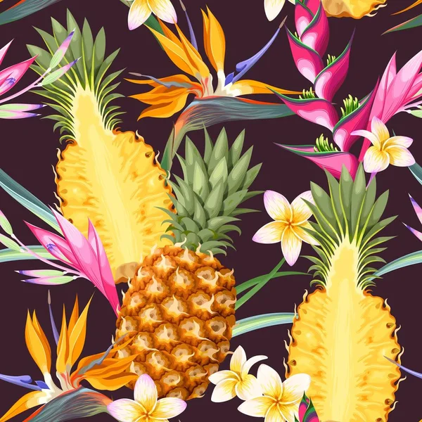 Sømløst mønster med ananasfrukter – stockvektor