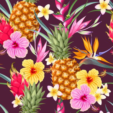 Ananas Meyve ile Seamless Modeli