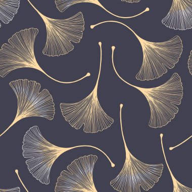 Ginkgo yaprağı ile sorunsuz çiçek desenli
