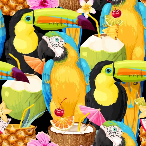 Cocktails macao, toucan et tropical — Image vectorielle
