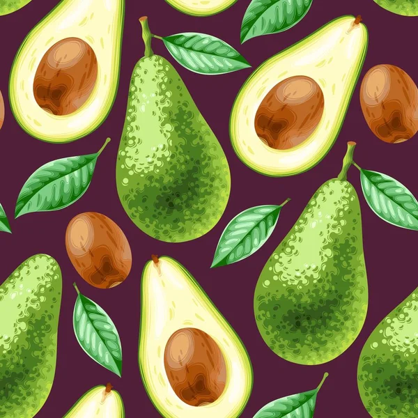 Sfondo senza cuciture vettoriale con avocado — Vettoriale Stock