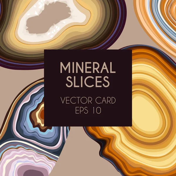 Vector card with geode and agate slices — 스톡 벡터