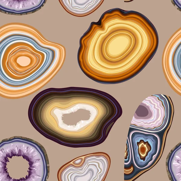 Vektor zökkenőmentes minta geode és agate darabokkal — Stock Vector