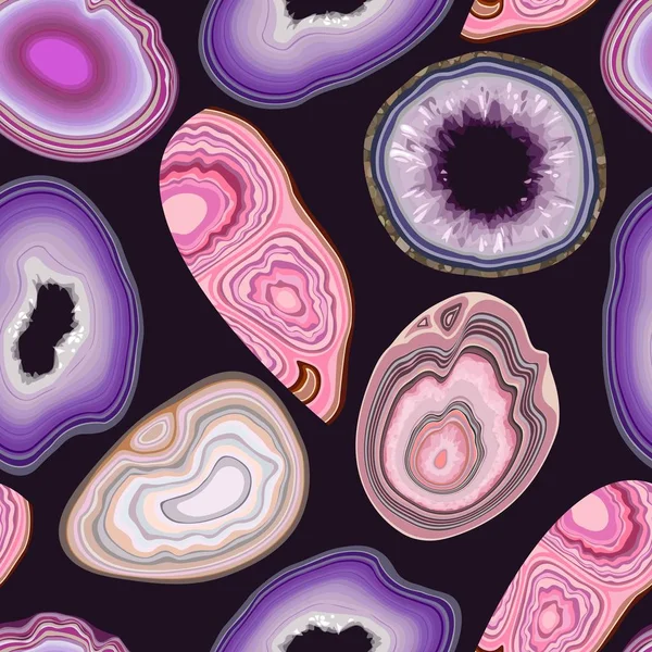 Vector seamless pattern with geode and agate cuts — 스톡 벡터