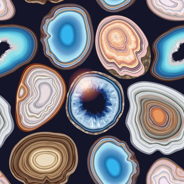Vector seamless pattern with geode and agate cuts — 스톡 벡터