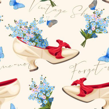 Eski ayakkabı ve çiçeklerle kusursuz desen