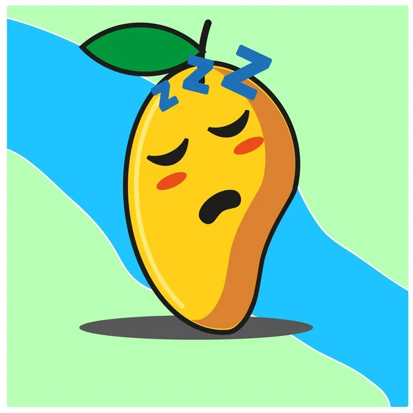 Mignon Mangue Fruit Dessin Animé Visage Mascotte Personnage Vectoriel Design — Image vectorielle