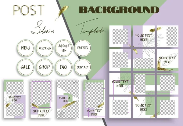 Ensemble Bannières Vectorielles Médias Sociaux Compris Fond Post Modèle Histoires — Image vectorielle
