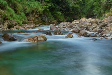 Grandes rocas afloran desde las aguas de un arroyo