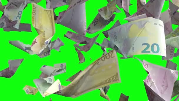 Caída Billetes Euros Clave Cromática Loopable — Vídeos de Stock