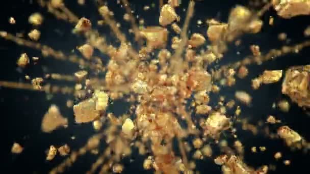在4K内爆炸黄金宝石 — 图库视频影像