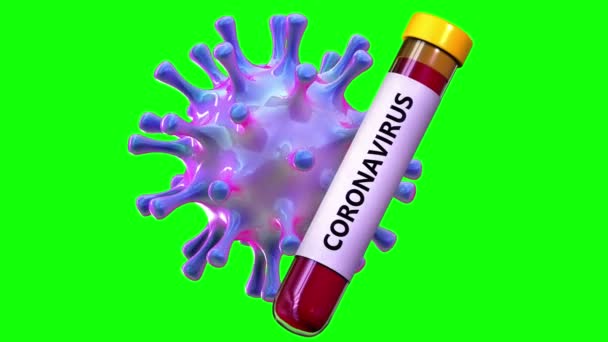 Coronavirus Covid Mit Chroma Schlüssel Und Maske — Stockvideo