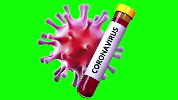 Boucle Coronavirus Covid Avec Clé Chroma Masque — Video