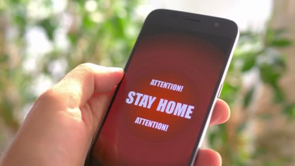 Экстренное Сообщение Stay Home Phone — стоковое видео
