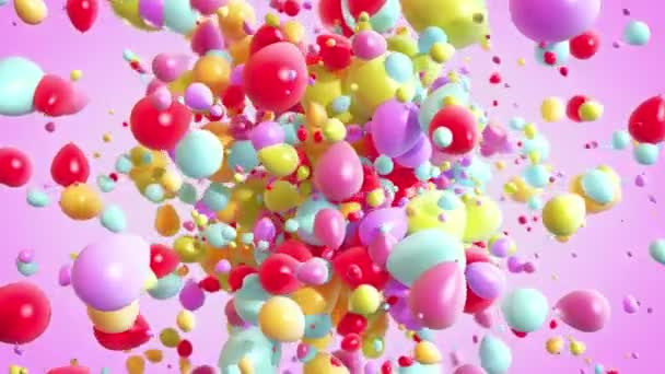 Kleurrijke Baloons Explosie Achtergrond — Stockvideo