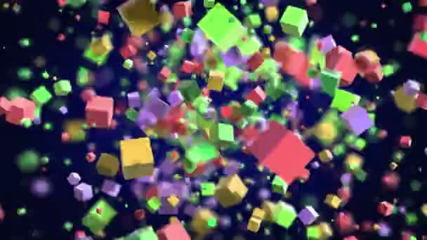 Cajas Colores Fondo Explosión — Vídeos de Stock