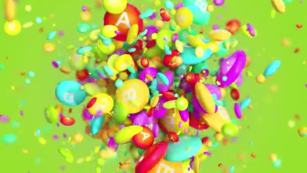 Vitamin Pills Blast — Stock Video