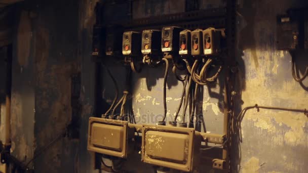 The woman presses industrial button — Stock Footage The woman presses industrial button Stock Footage