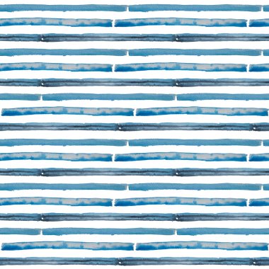 Sulu Boya Dikişsiz desen mavi çizgili