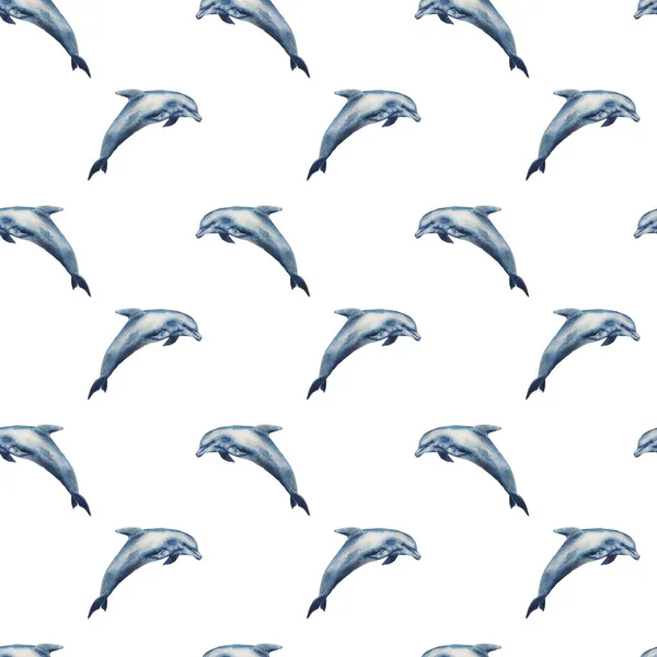 Watercolor seamless pattern dolphins — Stock Photo, Image