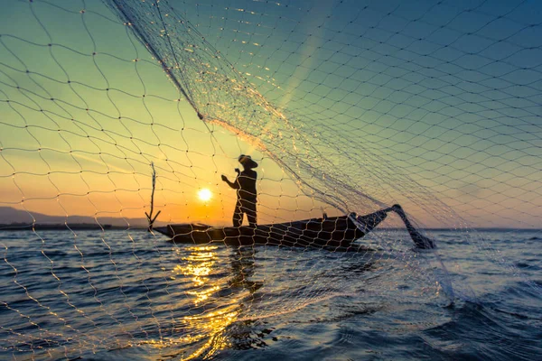 Fisherman net sunset Silhouette boat