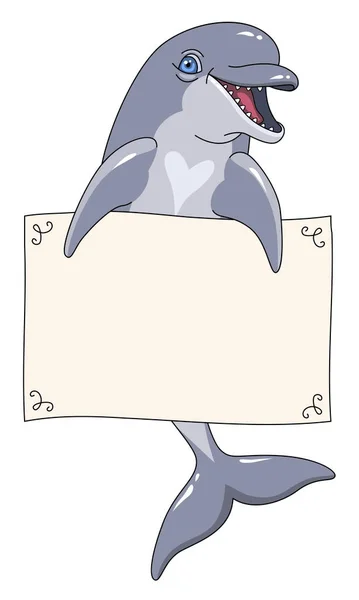 Дельфин со знаменем — стоковый вектор