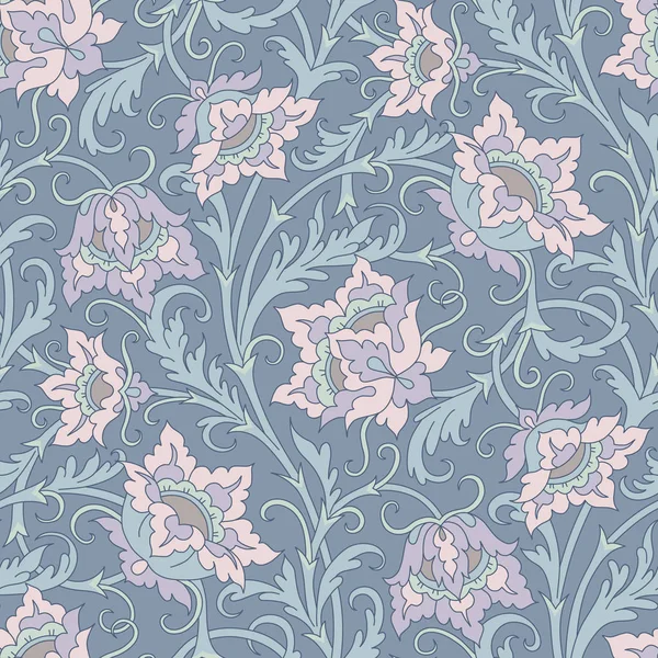 Floral Seamless Pattern Elegant Ornament Fantastic Flowers Grey Background — Stock Vector