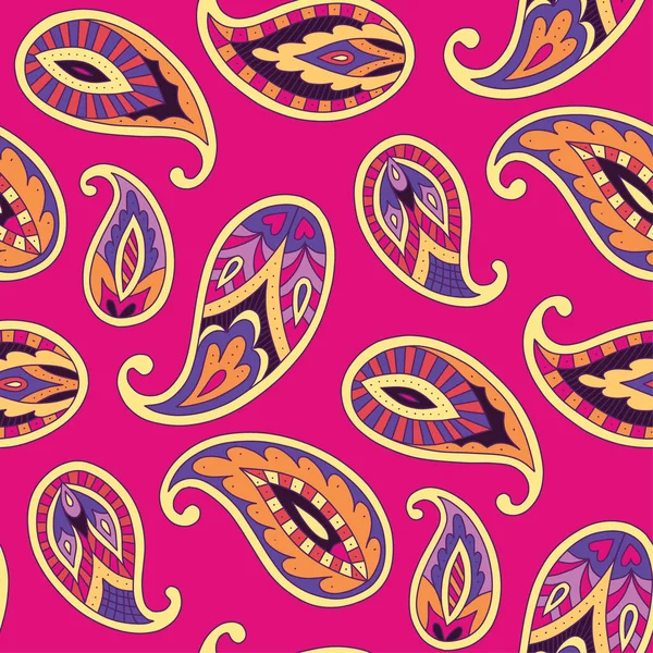 Індійський Стиль Орнамент Paisleys Рожевий Фон Безшовні Візерунок Текстильна Прикраси — стоковий вектор