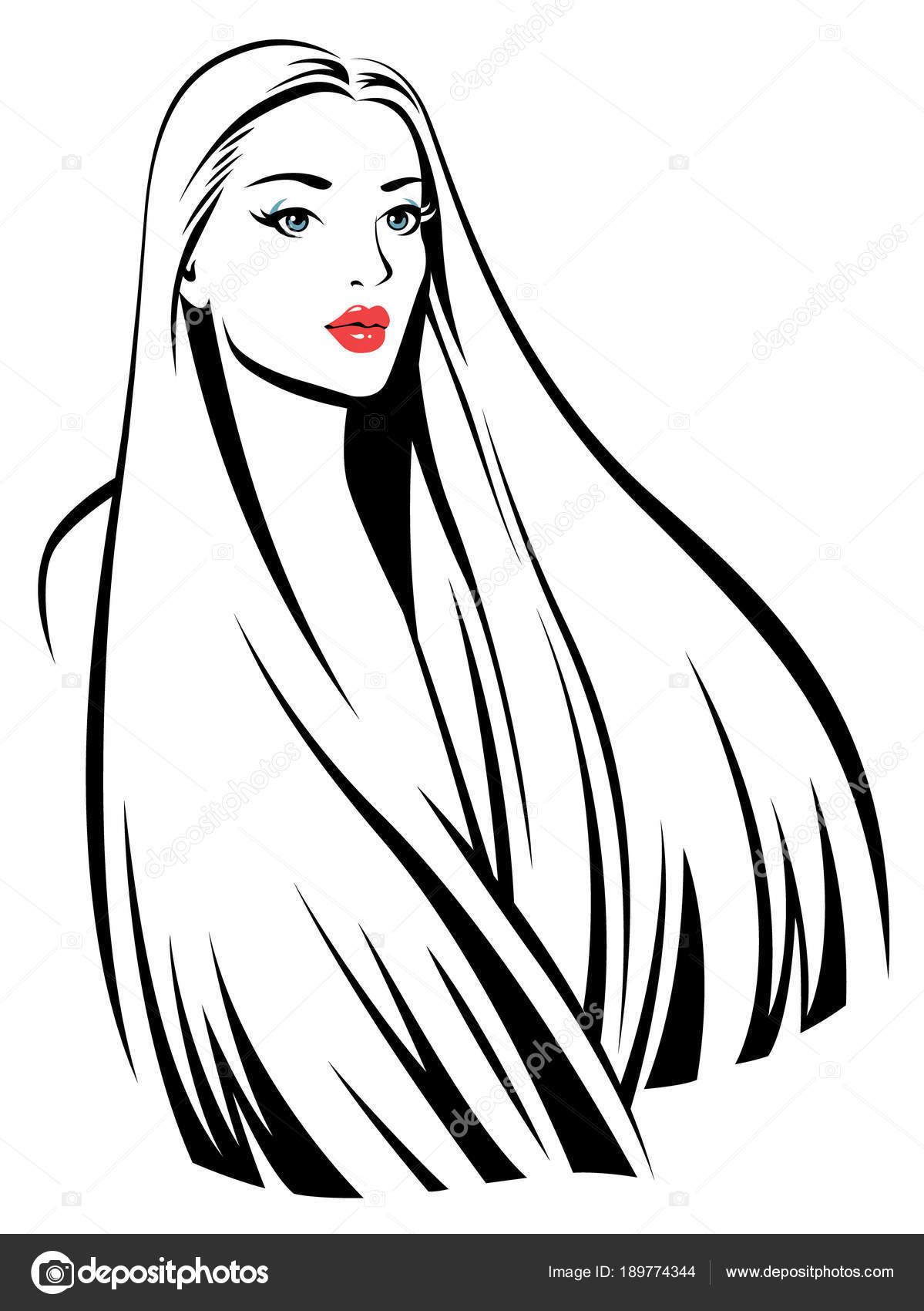 Young Beautiful Girl Long Straight Hair Illustration Beauty Salon