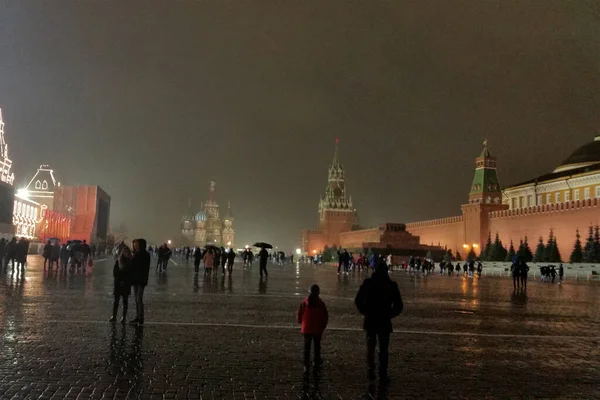 Moscow Red Square Evening Holiday Rain — Stock Photo, Image