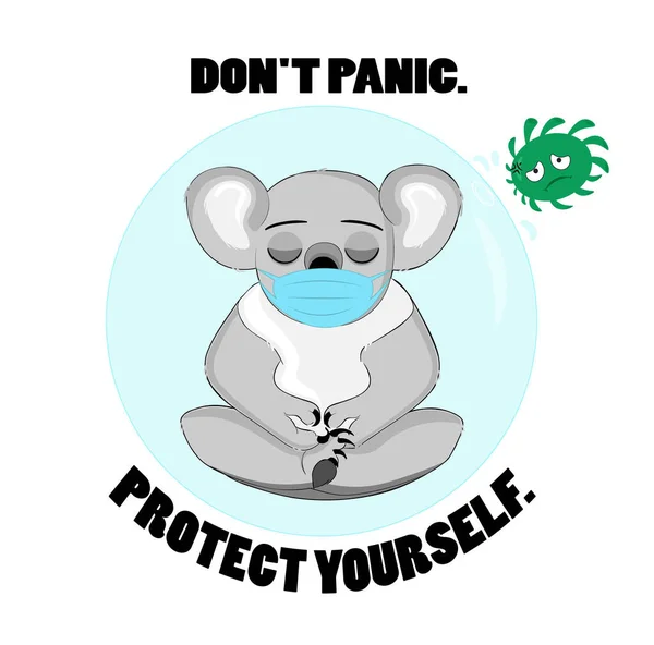 Koala Ours Virus Paniquez Pas Vous Protéger Contre Les Infections — Image vectorielle