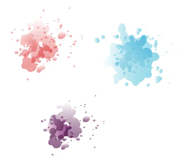 Akvarell Színes Művészeti Splash Blu Lila Piros — Stock Vector