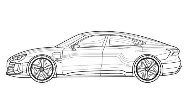 Dibujo Para Colorear Para Adultos Papel Coche Con Contornos Vehículo — Vector de stock