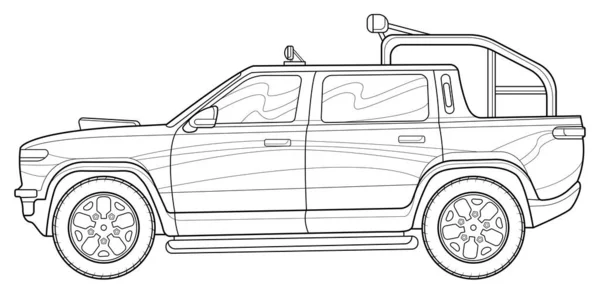 Coloriage Contour Page Pour Livre Dessin Illustration Vectorielle Concept Véhicule — Image vectorielle