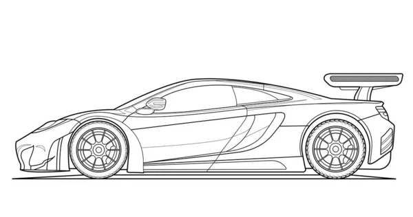 Dibujo Para Colorear Para Adultos Papel Coche Con Contornos Vehículo — Vector de stock