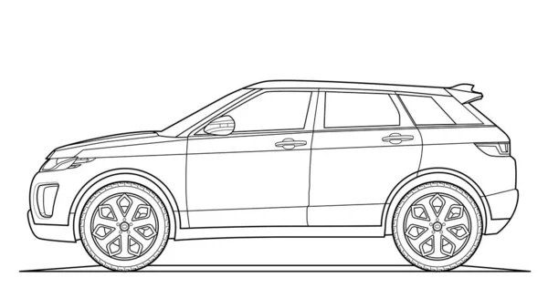 Coloriage Adulte Pour Livre Dessin Illustration Vectorielle Drôle Véhicule Grande — Image vectorielle