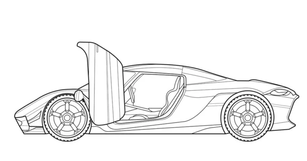 Kleurboek Pagina Voor Volwassen Tekening Papier Auto Met Contouren Vector — Stockvector