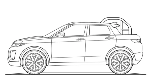 Livre Colorier Pour Dessin Adulte Papier Voiture Avec Contours Véhicule — Image vectorielle