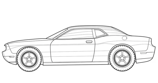 Gráfico Veículo Livro Colorir Adulto Página Papel Desenho Auto Ilustração —  Vetores de Stock