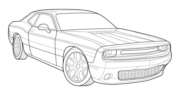 Erwachsene Malseite Für Buch Und Zeichnung Konzeptvektorillustration Hochgeschwindigkeits Fahrzeug Grafisches — Stockvektor