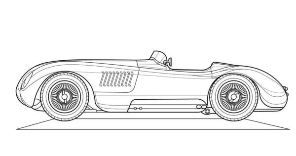 Vector Klassieke Auto Illustratie Kleurboek Pagina Voor Volwassen Tekening Papier — Stockvector